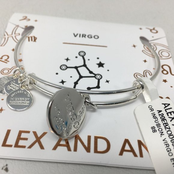 Alex and Ani Color Infusion Virgo Zodiac Charm Bangle, Shiny Silver Finish - Picture 4 of 5